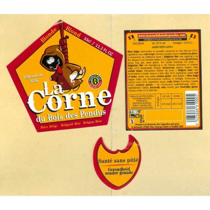 1 étiquette+CE bière La Corne